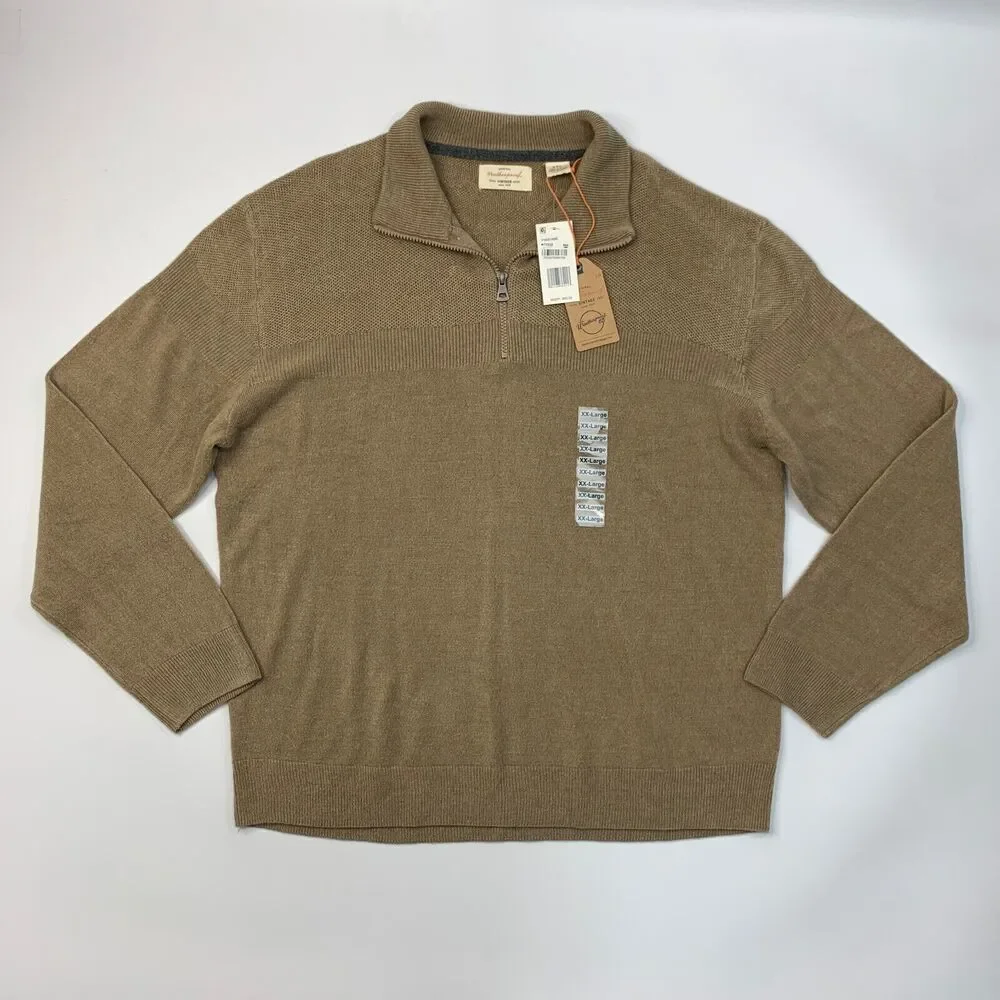 Original‎ Weatherproof Sweater Mens XXL Stone Beige Acrylic Quarter Zip Pullover